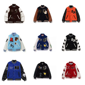 BAPE Colorblock digital gestickt Patch Baseball Jacke-4242  