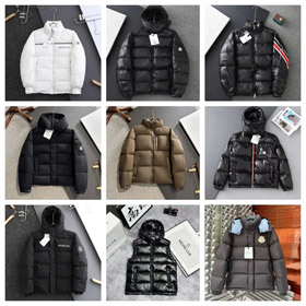 Moncler Michael Brief Druck Farbe Block Reißverschluss Langärmel Stand Kragen Daunenjacke-4289  
