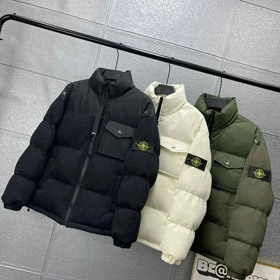 Stone Island Reißverschluss Stand Kragen Daunenjacke-4395  