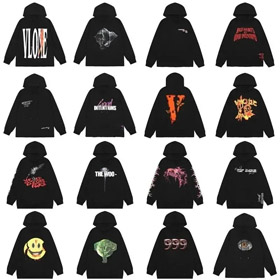 VLONE ZIP HOODIE Cracked Drucken große VLogo Kapuzenshirt-4450  